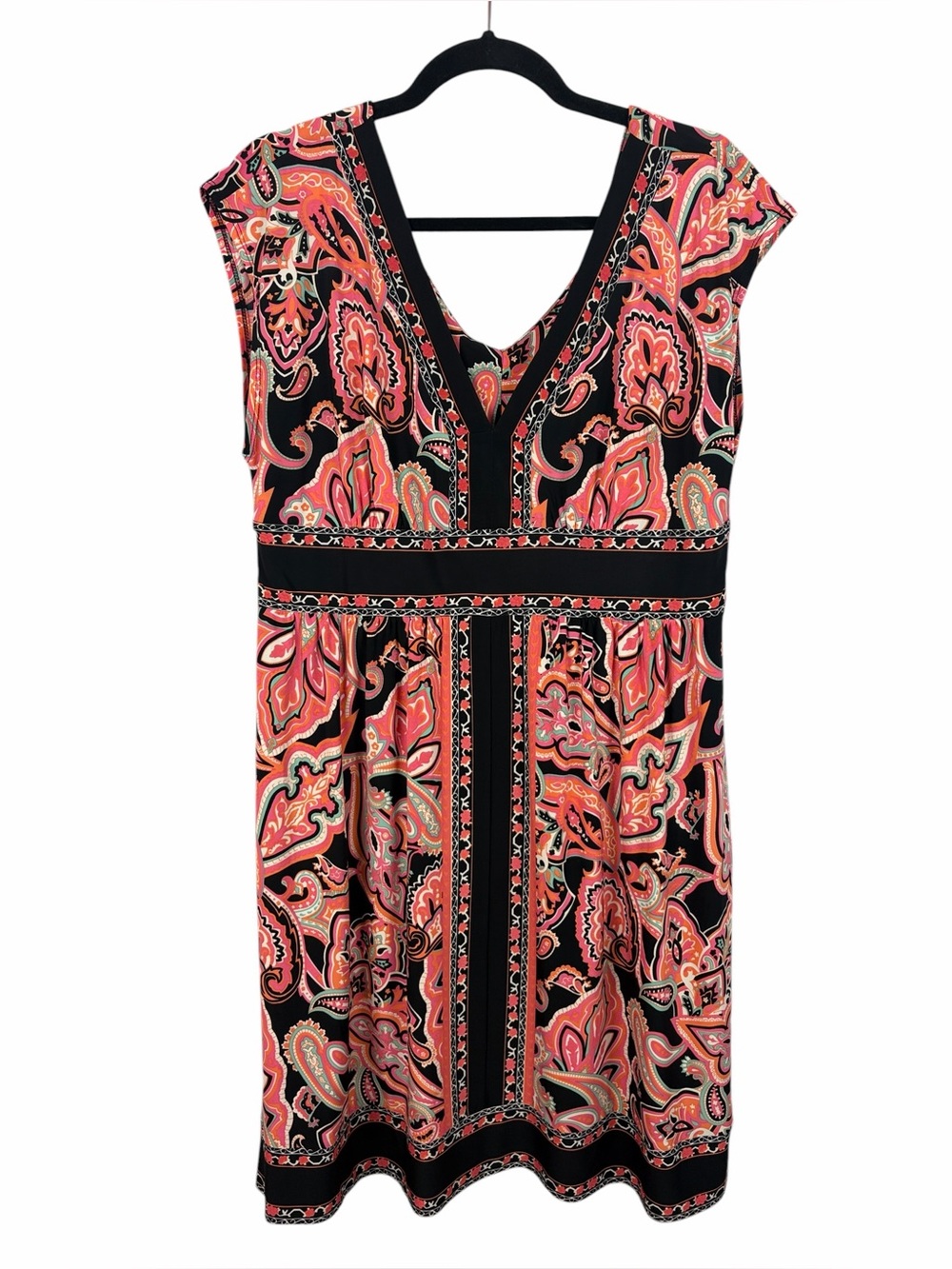 INC International Concepts Paisley V-Neck Empire Waist Dress XL